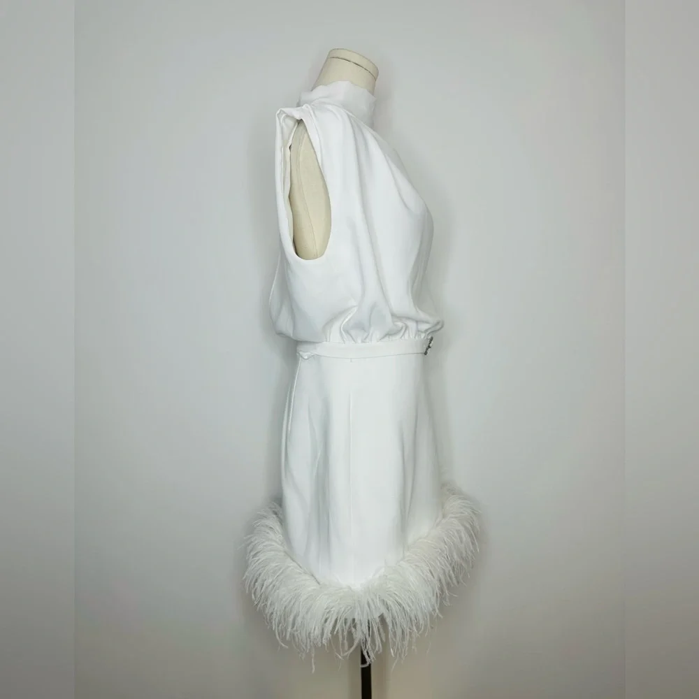 Amanda Uprichard Sullivan Feather-Trimmed Belted Minidress - Picture 8 of 14